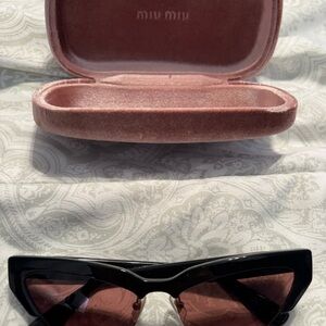 Miu Miu Black and pink cat eye Sunglasses with case